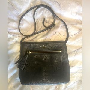 Authentic Kate Spade Black Leather Shoulder Bag with Detachable Strap